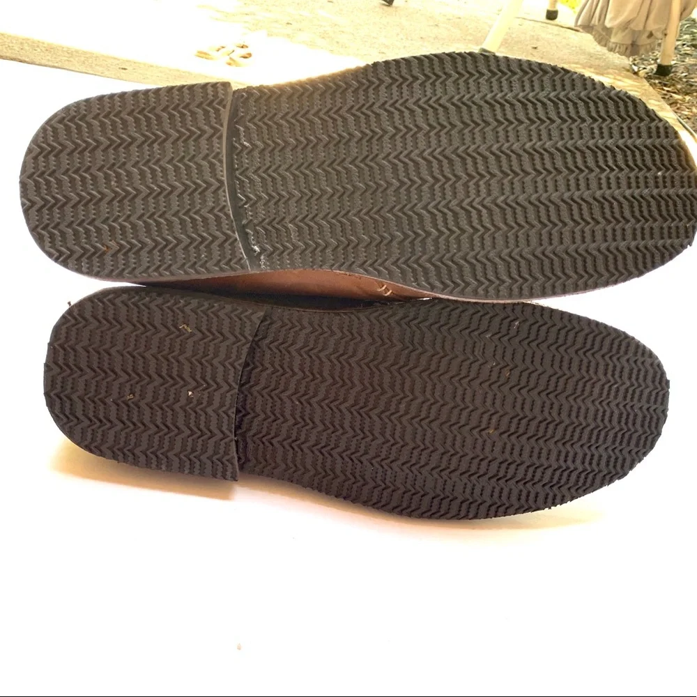Men's two-eye lace-up shoes in brown, size 12.